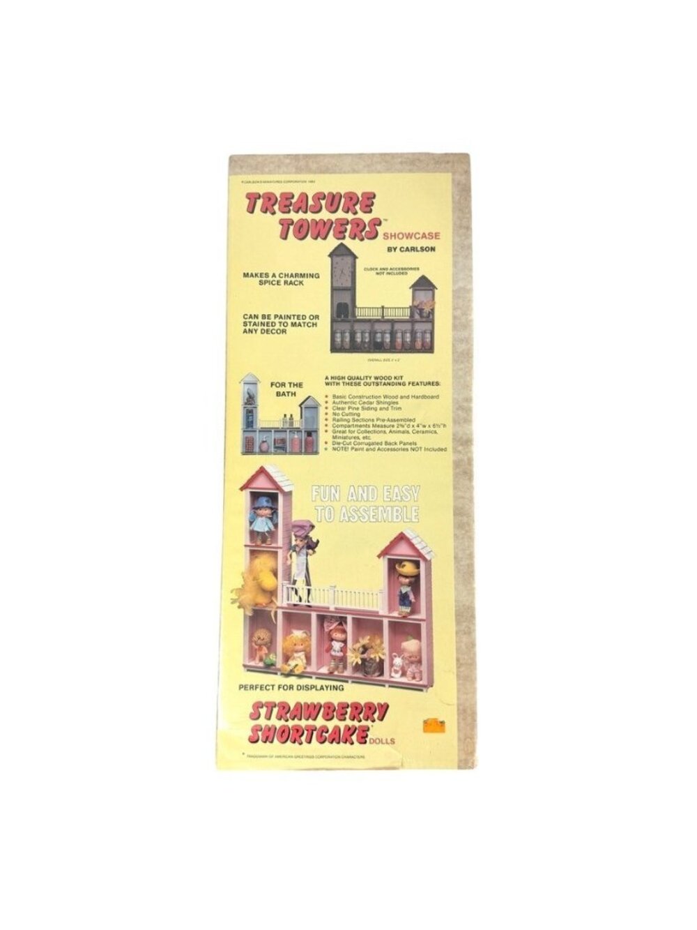 Vintage Carlson Treasure Towers Wood Display Shelf Kit Strawberry Shortcake NEW